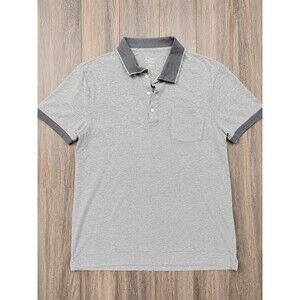 J.Crew Stretch Pique Polo Shirt Gray Slim Fit Men's Large Short Sleeve Pocket